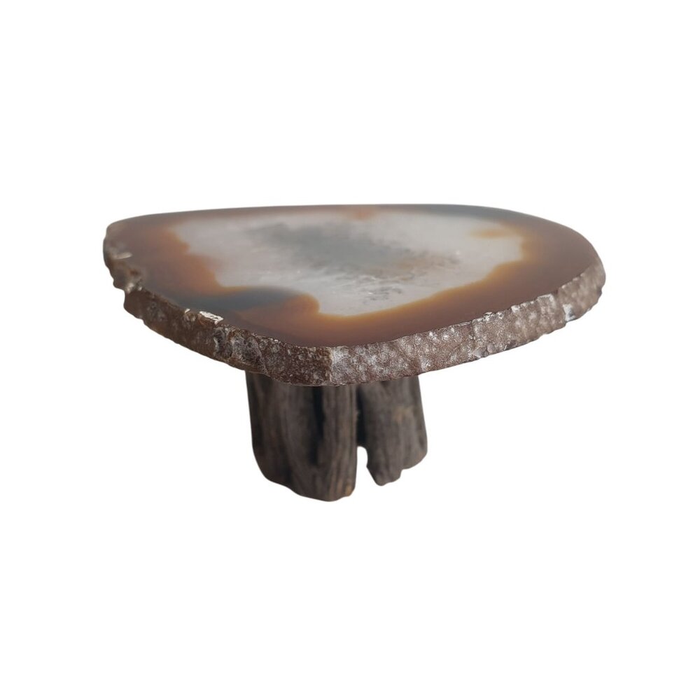 Vintage Agate Wood Dollhouse Miniature Coffee Table Luxury Natural Crystal Slice